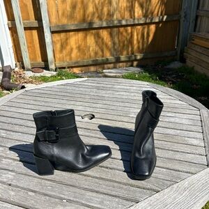 Paul Green‎ Block Heel Belted Black Leather Nirvana Ankle Boot size US 8.5